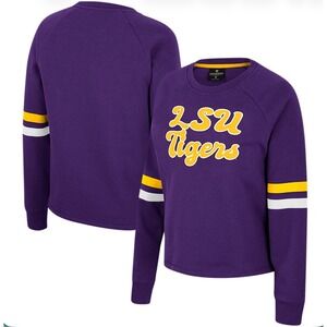Colosseum LSU Tigers Sweatshirt Crew Competition Pullover Lrg Purple Collegiate